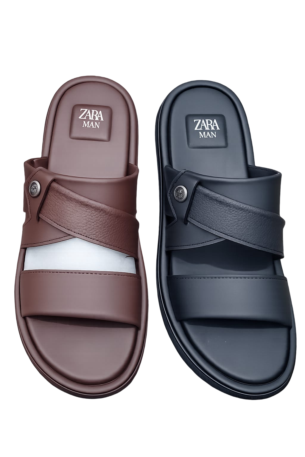 Men's Premium Cross Strap Comfort Sliper – Brown & Black